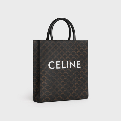 MEDIUM VERTICAL CABAS IN TRIOMPHE CANVAS WITH CELINE PRINT BLACK